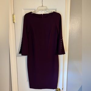 Maroon Calvin Klein Dress with Pearl Sleeves